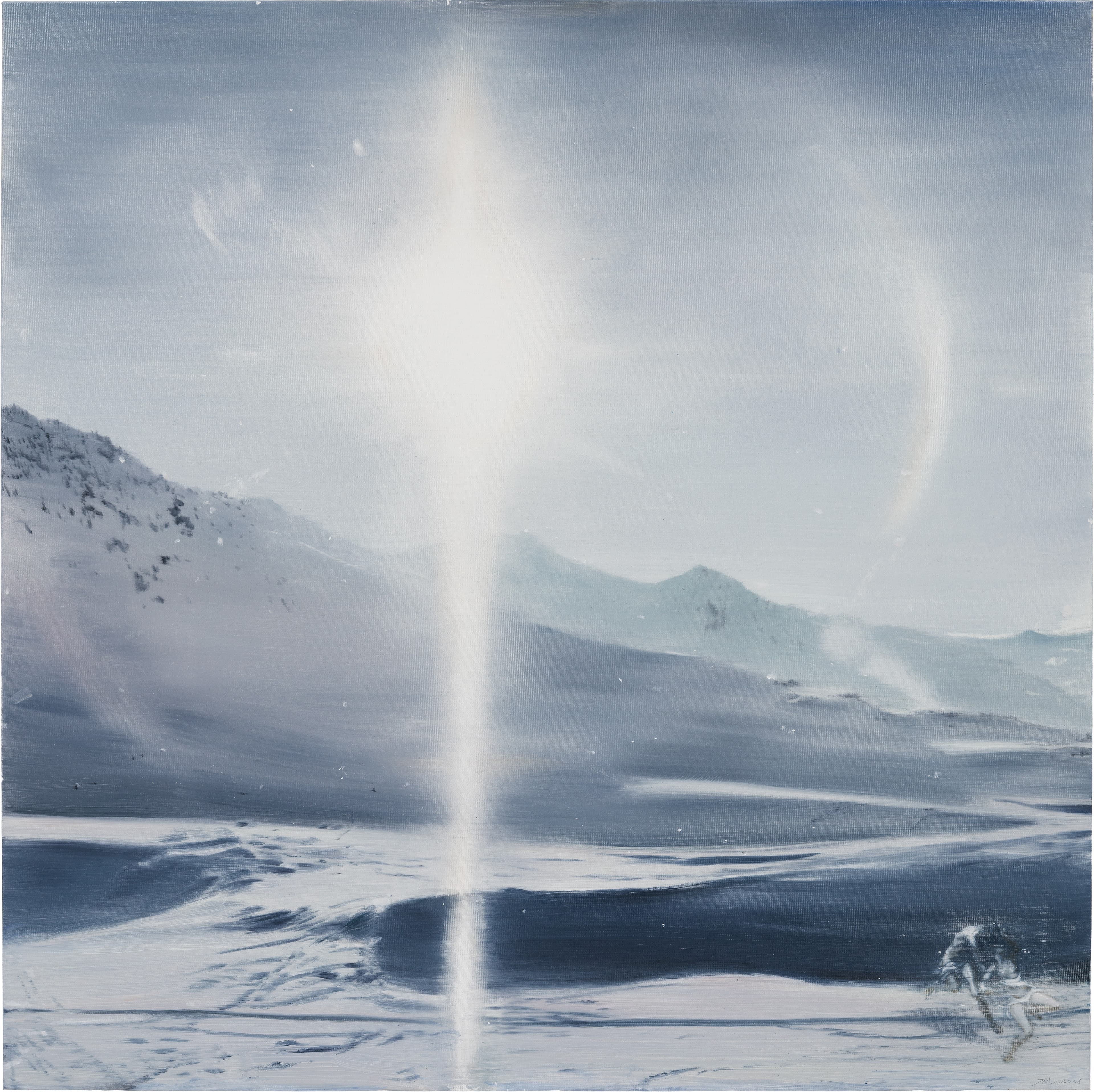 Jia Aili, Cross, 2026. Oil on linen, 57 ⅜ × 57 ⅜ inches (145.5 × 145.5 cm) © Jia Aili Studio. Photo: Takeru Koroda