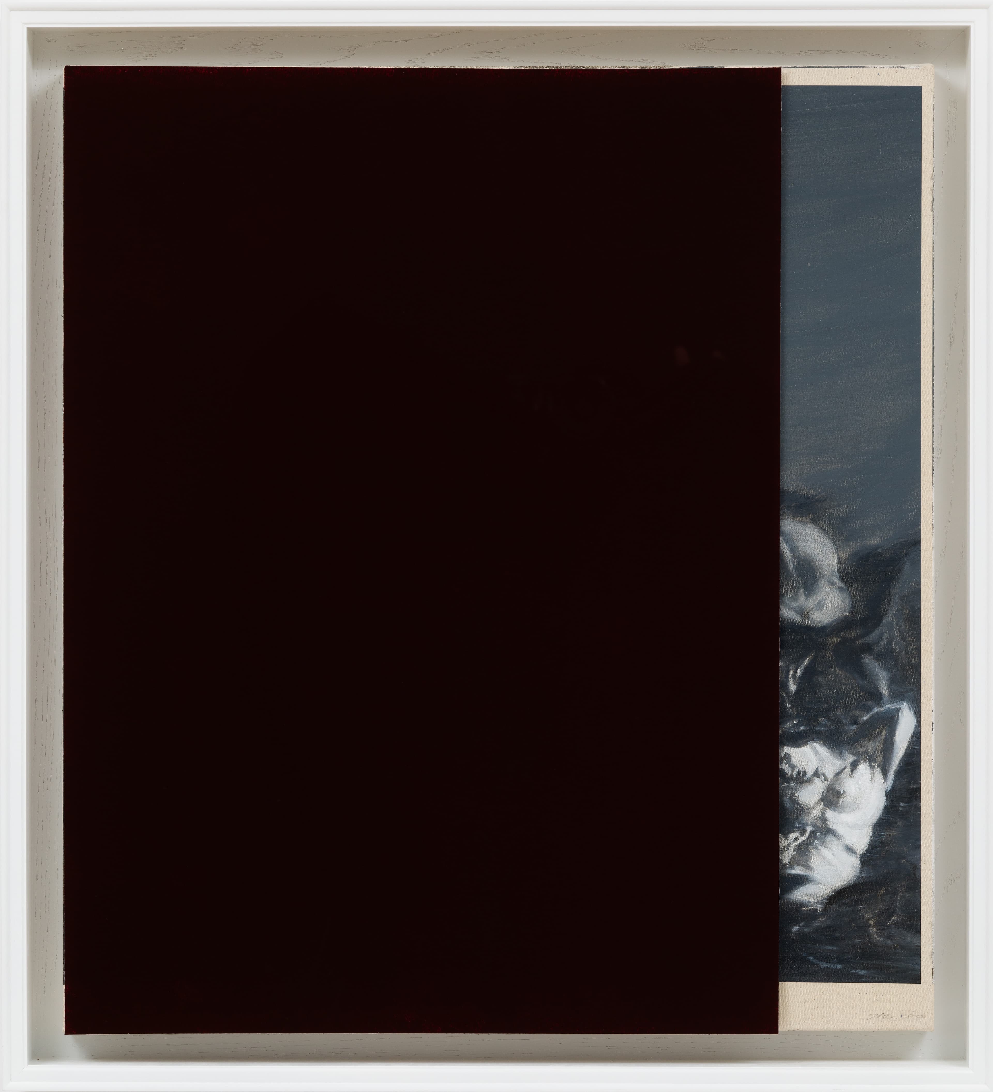Jia Aili, The Barque of Dante, 2026. Oil on linen and acrylic pen on plexiglass, in artist’s frame, 44 ⅜ × 40 ⅜ × 3 ¾ inches (112.6 × 102.6 × 9.5 cm) © Jia Aili Studio. Photo: Takeru Koroda