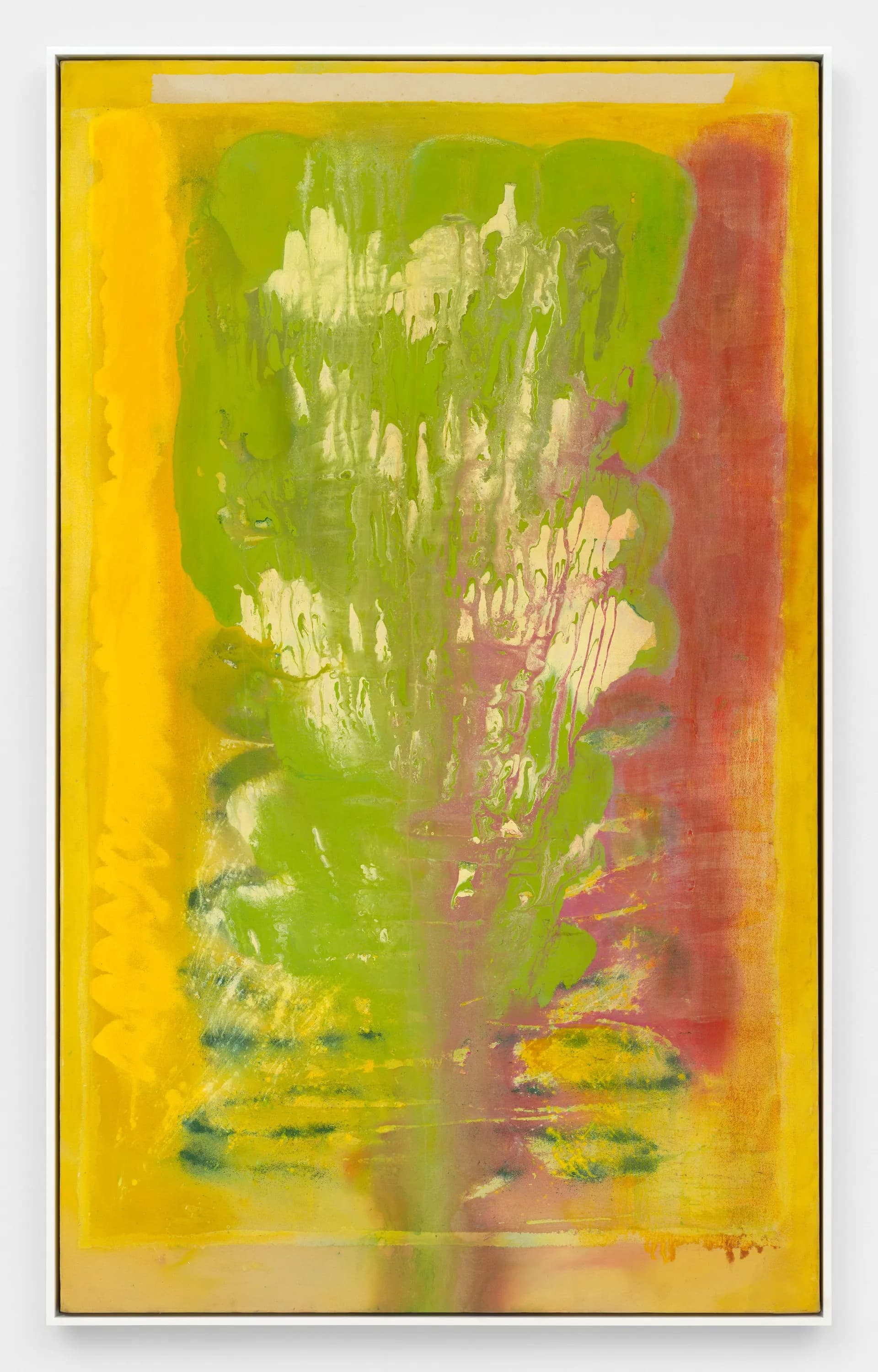 Frank Bowling, Herbert Spencer Revisited, 1974, acrylic on canvas 76 x 46 in (193 x 116.8 cm) 77 3/4 x 47 3/4 x 2 1/8 in framed (197.5 x 121.3 x 5.4 cm framed)