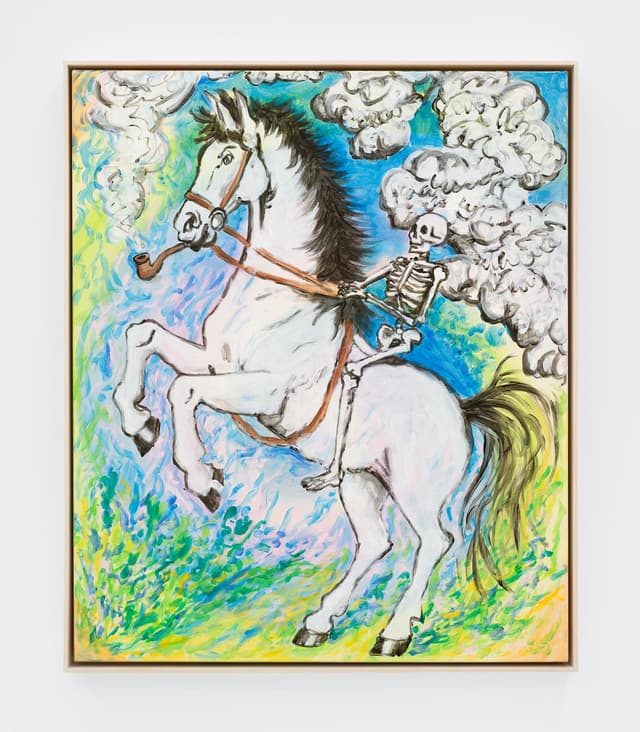Scott Reeder, Almost There (Stoned Horse 3), 2026, 37 × 31 × 2 ½ inches (93.98 × 78.74 × 6.35 cm) (framed), Acrylic and oil on canvas