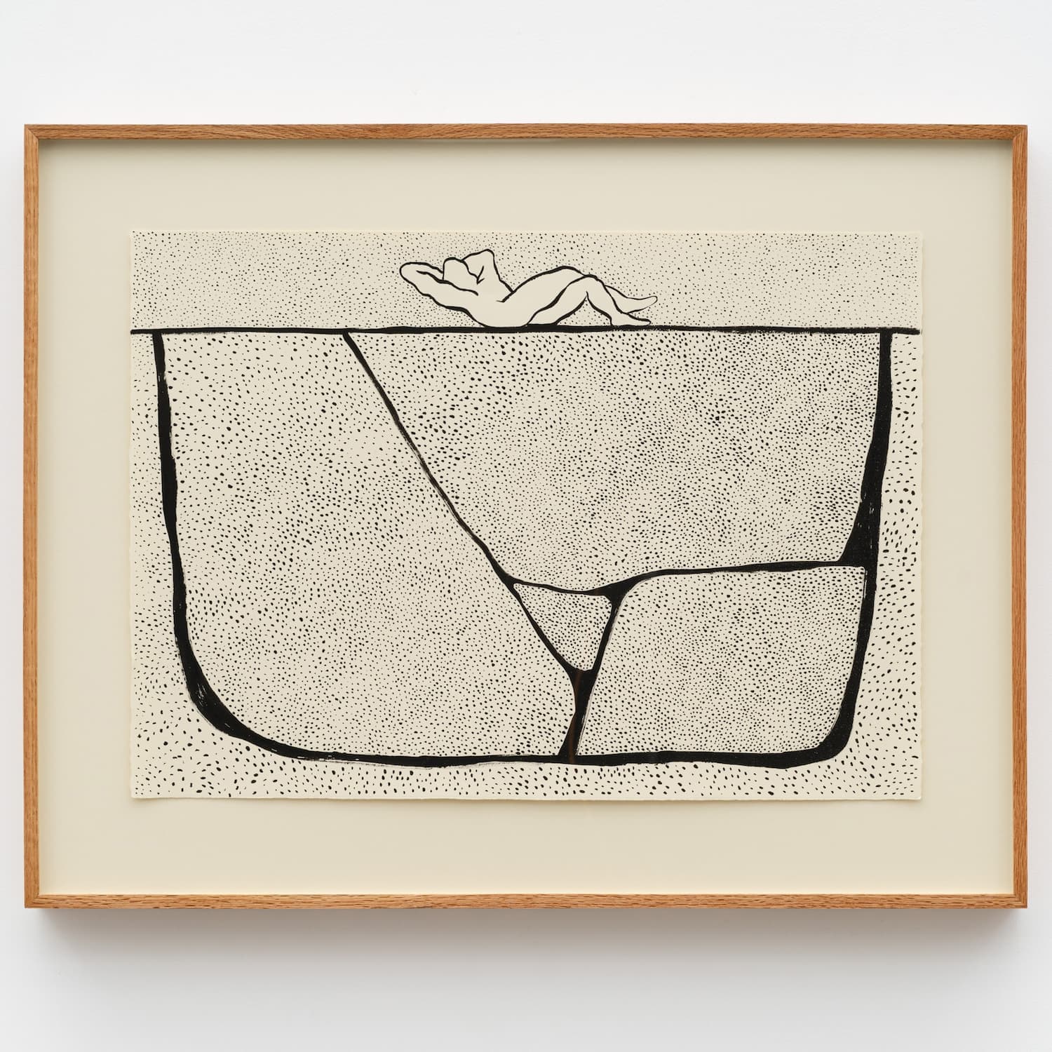 Gabriel Slavitt, Time Lost, 2024. India ink on paper in artist's frame. 19 x 26 1/4 inches, unframed; 26 x 33 1/4 x 2 1/2 inches, framed.