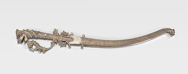 Sri Lanka, Sword with Sheath, 18th century, silver inlaid with gemstones, steel blade