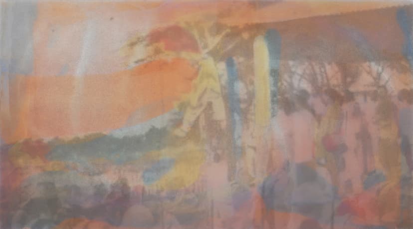 Kim Garcia, the sun lights the past through summer, 2026. Resin, inks, pigments, and historical photograph printed on transparent film. Courtesy the artist and Luis De Jesus Los Angeles