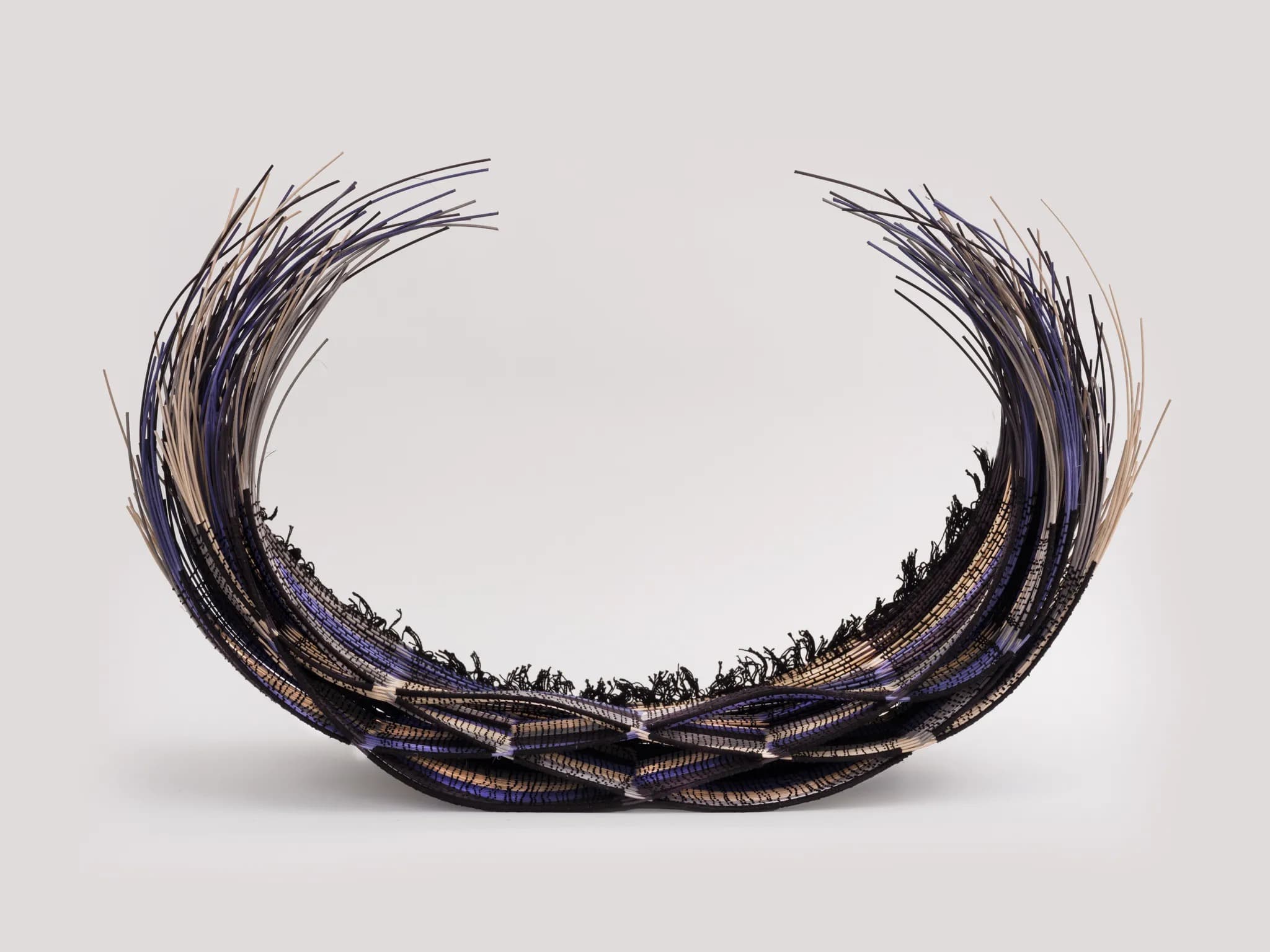 Land Sea Flight, 2025 dyed reed, cotton yarn 26 x 33 x 16 in. 66.04 x 83.82 x 40.64 cm