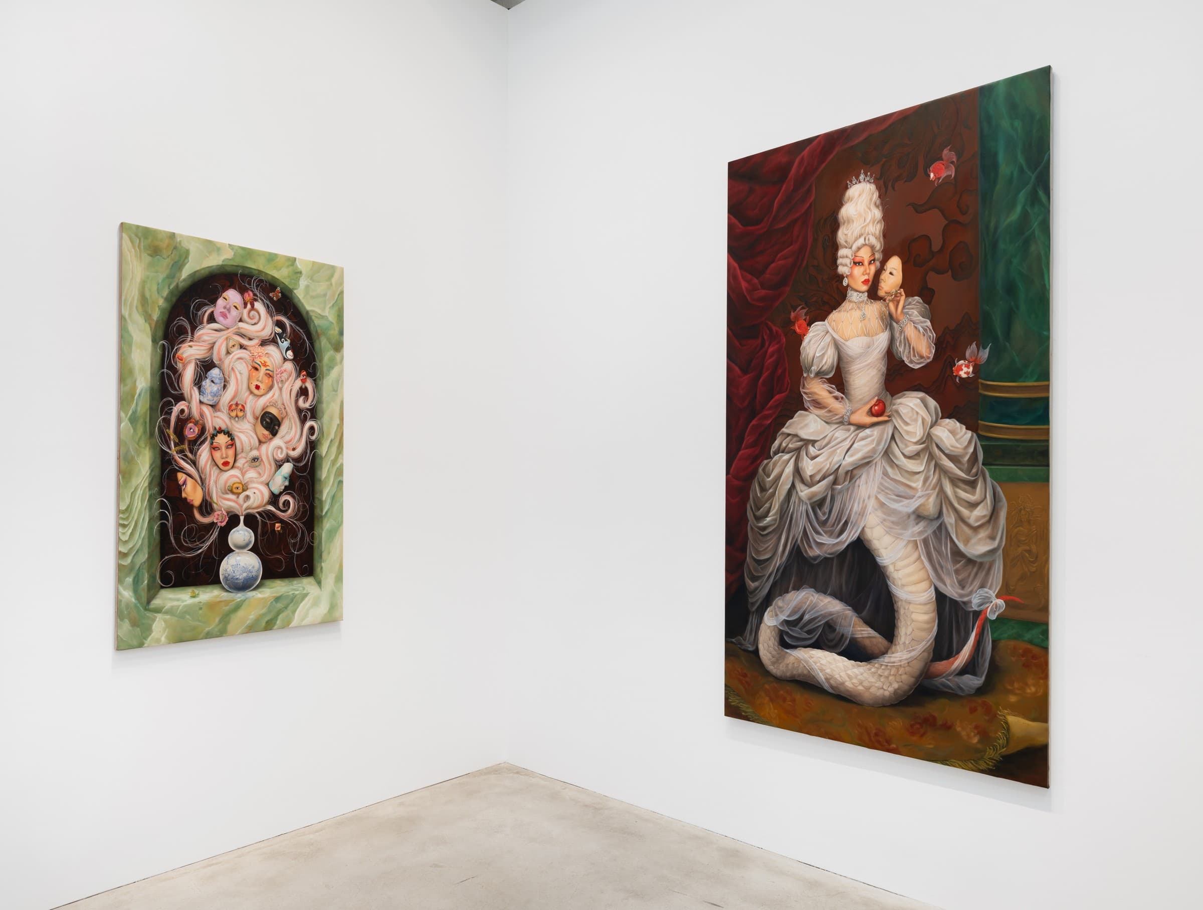Installation view of Victoria Cantons and Xu Yang, "The Pursuit of Happiness," Kravets Wehby Gallery, New York, October 15 – November 14, 2026.