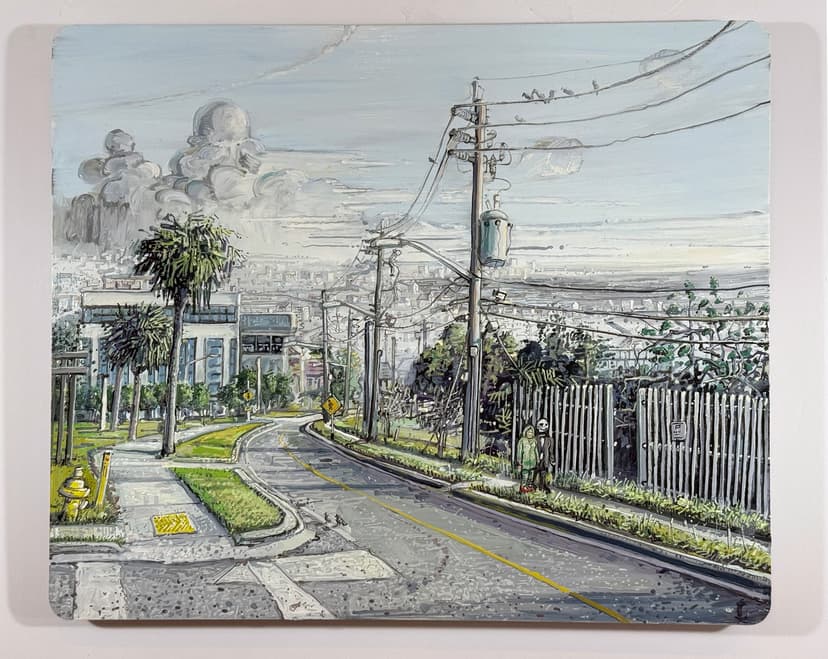 Amer Kobaslija, Halloween, Downtown, 2026, Oil on aluminum, 20 x 24 in.