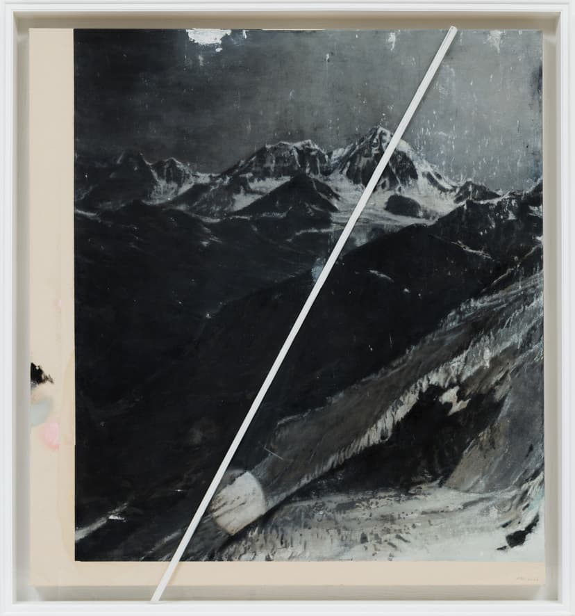 Jia Aili, Diagonal #1, 2026. Oil on linen and acrylic pen on plexiglass, in artist’s frame, 56 ⅛ × 52 ¼ × 3 ⅝ inches (142.5 × 132.5 × 9 cm) © Jia Aili Studio. Photo: Takeru Koroda