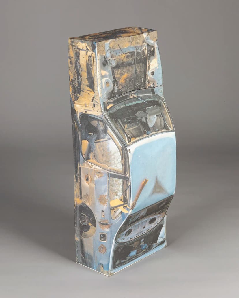 Ry Rocklen, Rolling Stone, 2026. Ceramic, glaze, glaze decal 15 1/2 x 6 x 4 1/2 inches 39.4 x 15.2 x 11.4 cm.