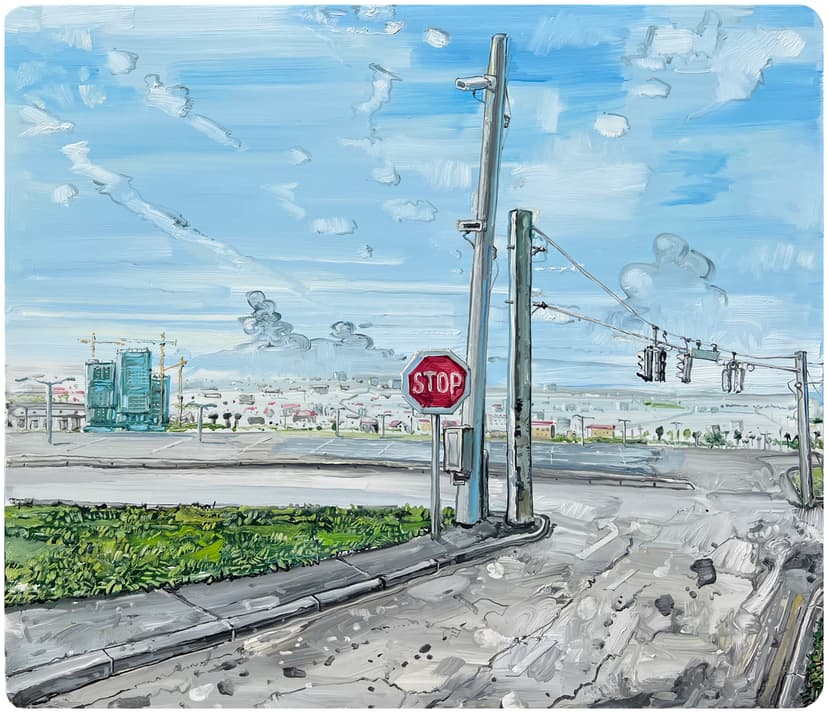 Amer Kobaslija, Parking Lot, 2024, Oil on aluminum, 20 x 23 in.