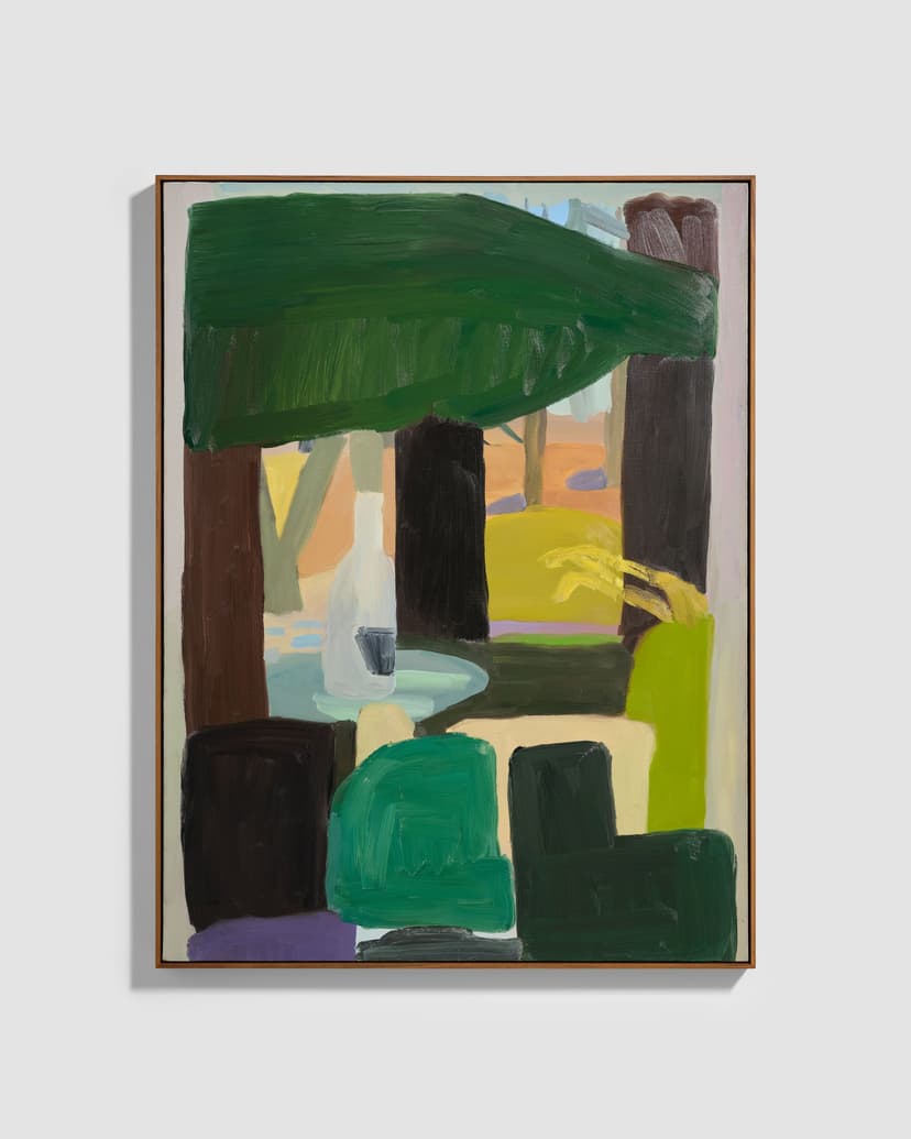 Virva Hinnemo, Scene From a Film, 2026, Oil on Linen, Walnut Frame, 48.75 H × 37.0 W × 2.125 D in.