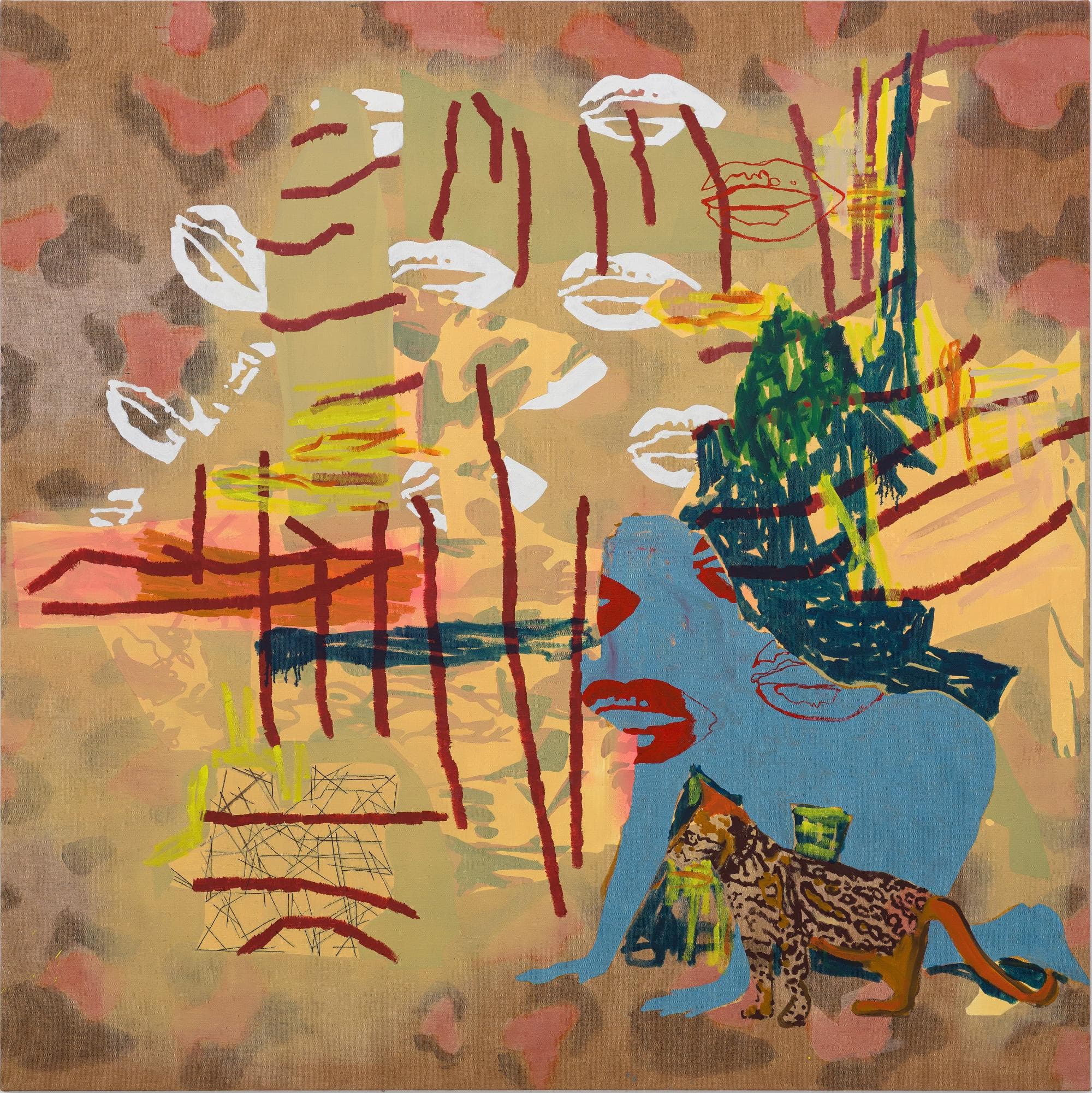 Andrea Fourchy, Cheetah print (Anne Margaret), 2025, oil, acrylic, and ink on linen