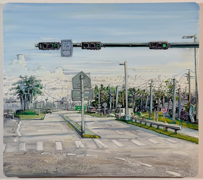 Amer Kobaslija, Left Turn, 2026, Oil on aluminum, 20 x 23 in.