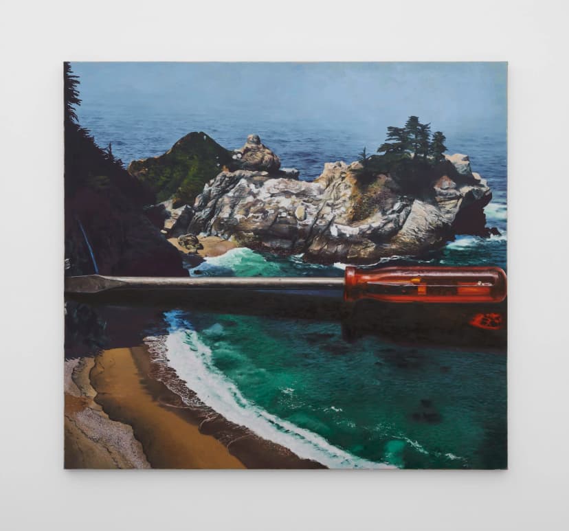 Adam Higgins, McWay Cove with Screwdriver, 2026. Oil on canvas, 47 x 43 in (109.2 x 119.3 cm)