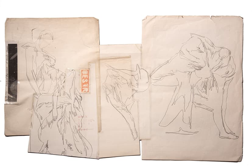 Phil Hale, Walk Through Walls or Don't (02), graphite on antique prints, photograph, 28 x 28 in.