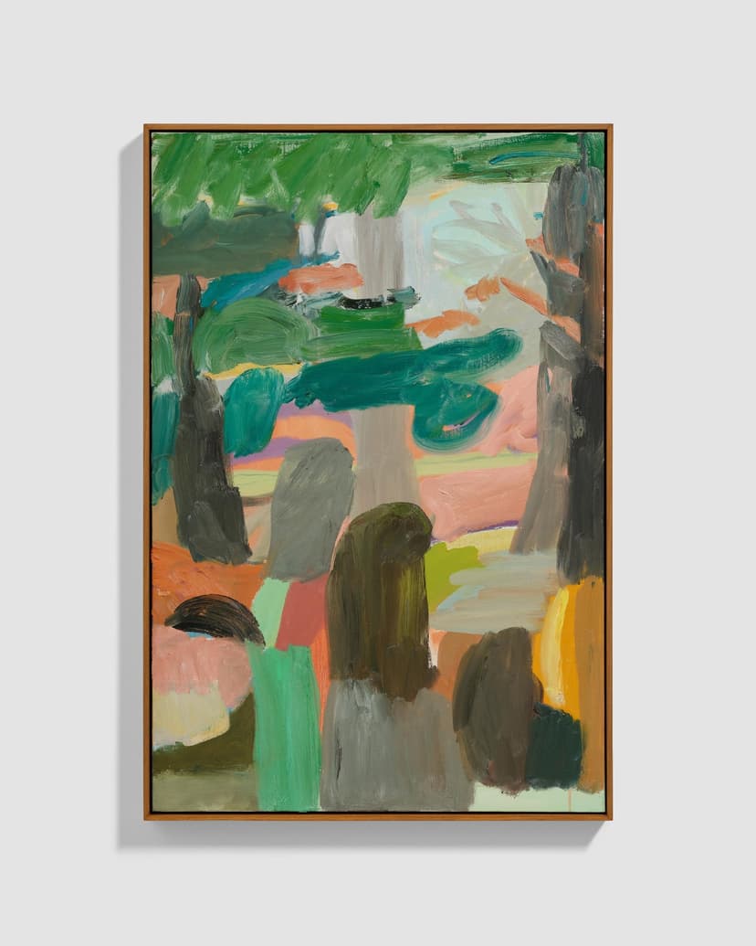 Virva Hinnemo, The Pillar, 2025, Oil on Linen, Walnut Frame, 36.75 H × 24.75 W × 2.125 D in.