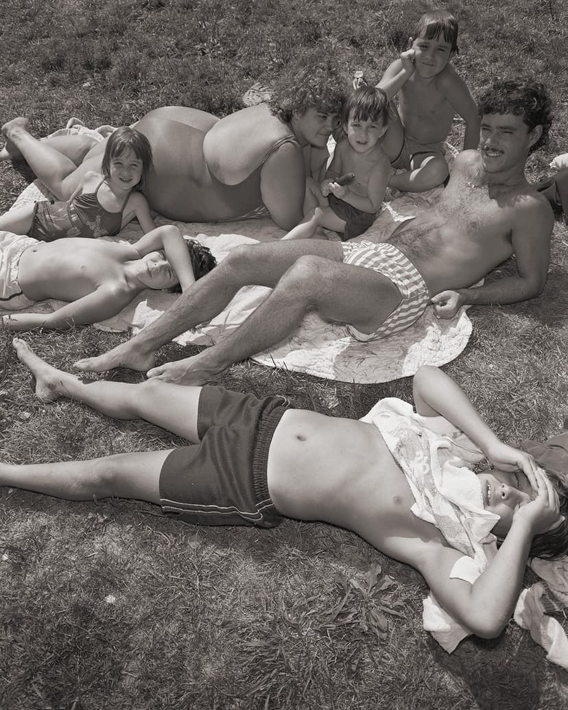 Stephen DiRado, Bell Pond: Landry Family and Friend Bob, 1983 (printed 2017), gelatin silver print