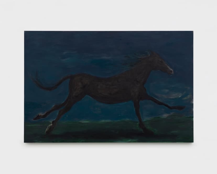 Tanya Merrill, Horse at night, 2026, Oil and graphite on linen, 50 x 76 inches (127 x 193 cm)