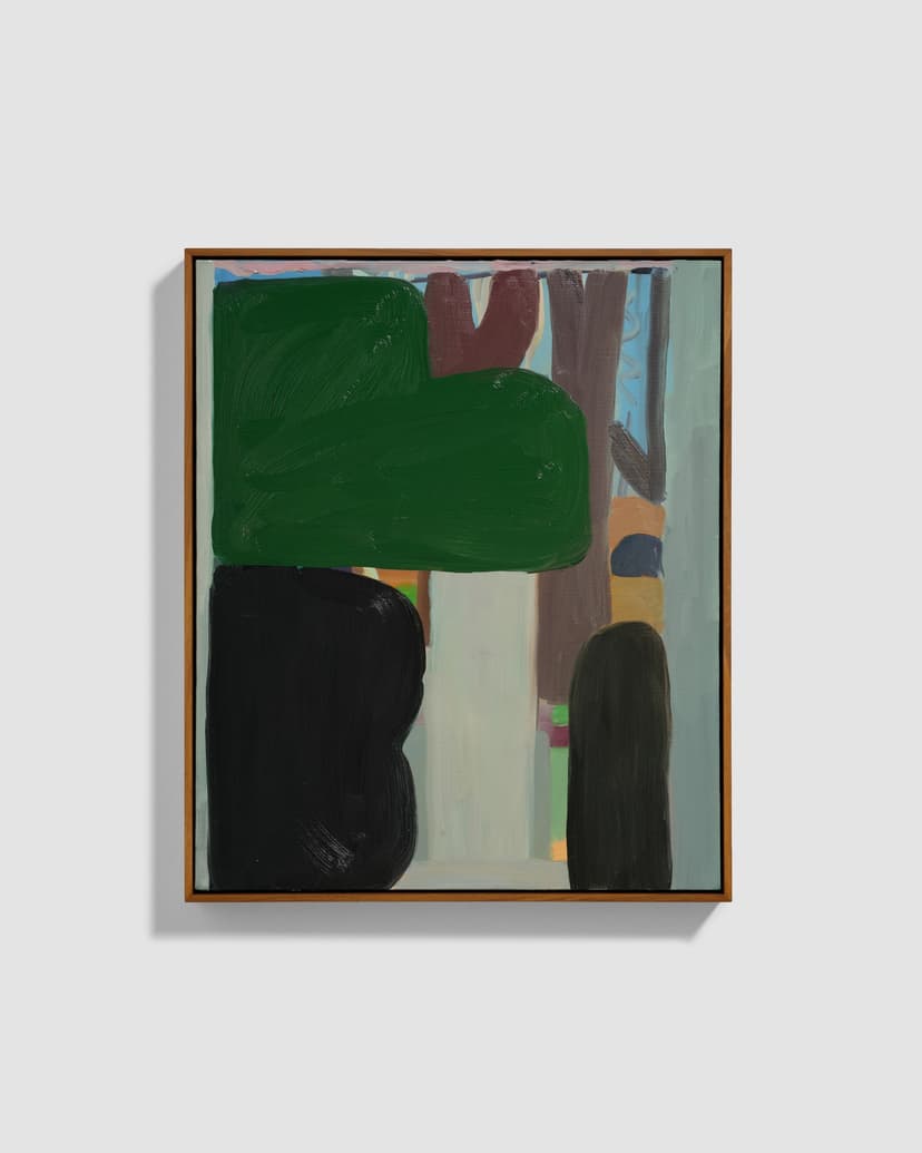 Virva Hinnemo, Imagining a Straight Line, 2026, Oil on Linen, Walnut Frame, 24.75 H × 20.75 W × 2.125 D in.