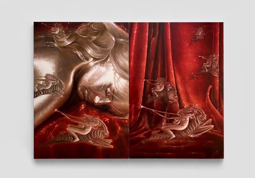 Tomas Harker, Patterns of Fairytales, 2026, oil on canvas, 78 1/2 x 110 in. (200 x 280 cm)