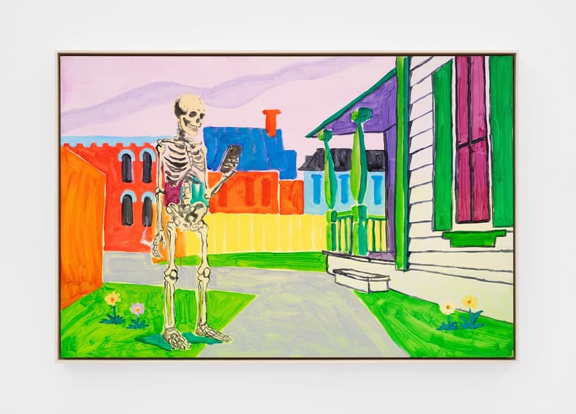 Scott Reeder, Hope This Finds You Well, 2026, 31 × 46 × 2 ½ inches (78.74 × 116.84 × 6.35 cm) (framed), Acrylic and oil on canvas