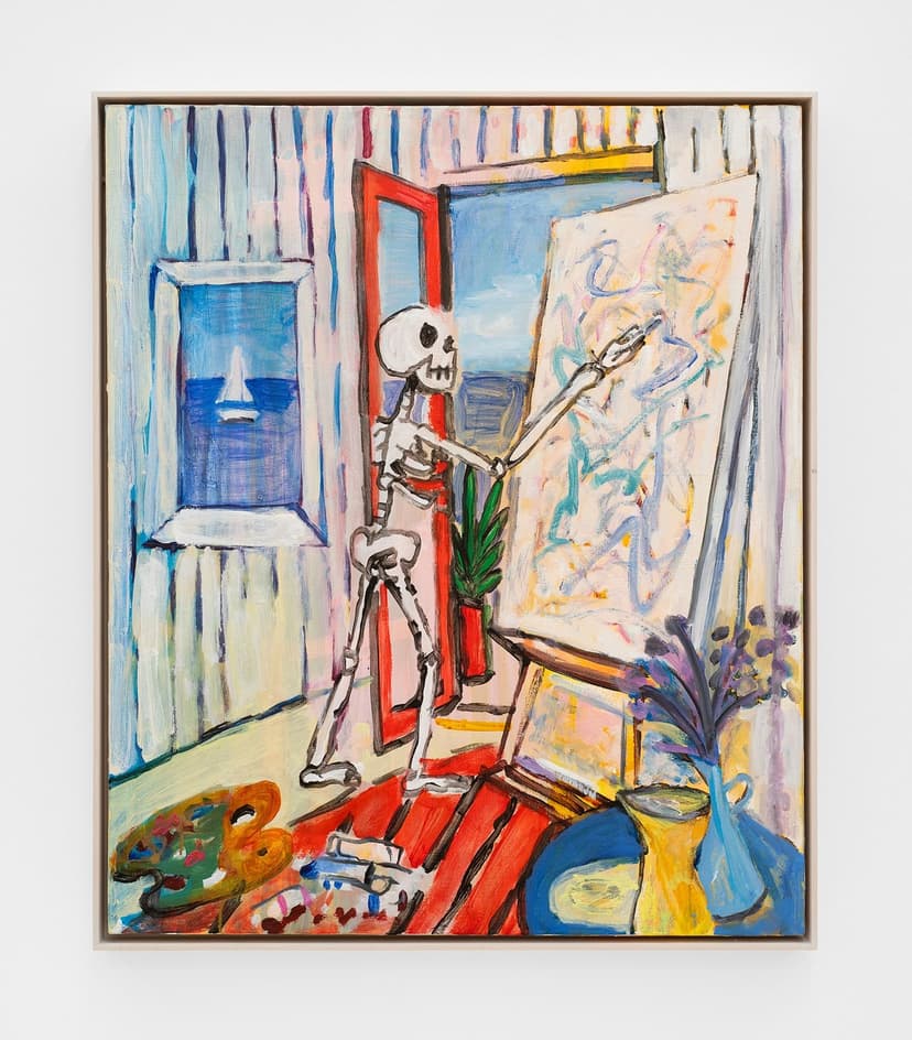 Scott Reeder, Everything Unnecessary Suddenly Seemed Essential, 2026, 37 × 31 × 2 ½ inches (93.98 × 78.74 × 6.35 cm) (framed), Acrylic and oil on canvas