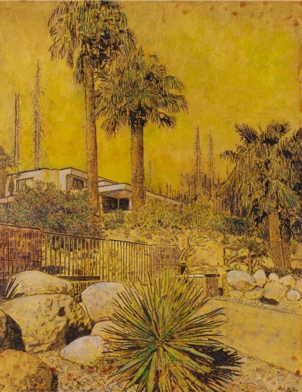 Stefan Kürten, Shimmering Haze, 2026, acrylic and ink on paper on wood panel
