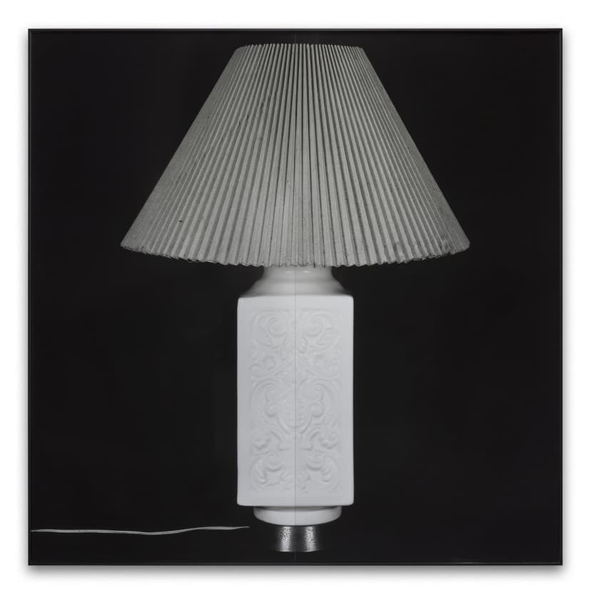 John Baldessari, Lamp (Rotterdam #2), 1997–98, Black-and-white photograph, 182.9 × 182.9 cm | 72 × 72 inches, 183.5 × 183.5 cm | 72 1/4 × 72 1/4 inches (framed)
