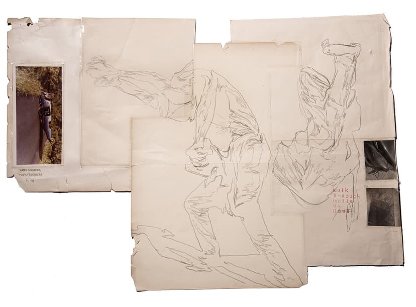 Phil Hale, Walk Through Walls or Don't (04), graphite on antique prints, photograph, 28 x 28 in.