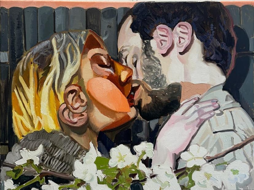 Jakub Tomáš, Kiss, 2026. Oil on canvas. Courtesy the artist and Asya Geisberg Gallery