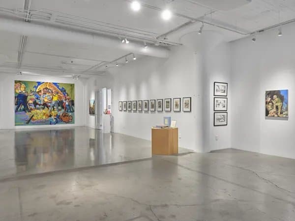 Installation view, Sandow Birk: An Illustrated History of the Present, Catharine Clark Gallery, San Francisco, 2026
