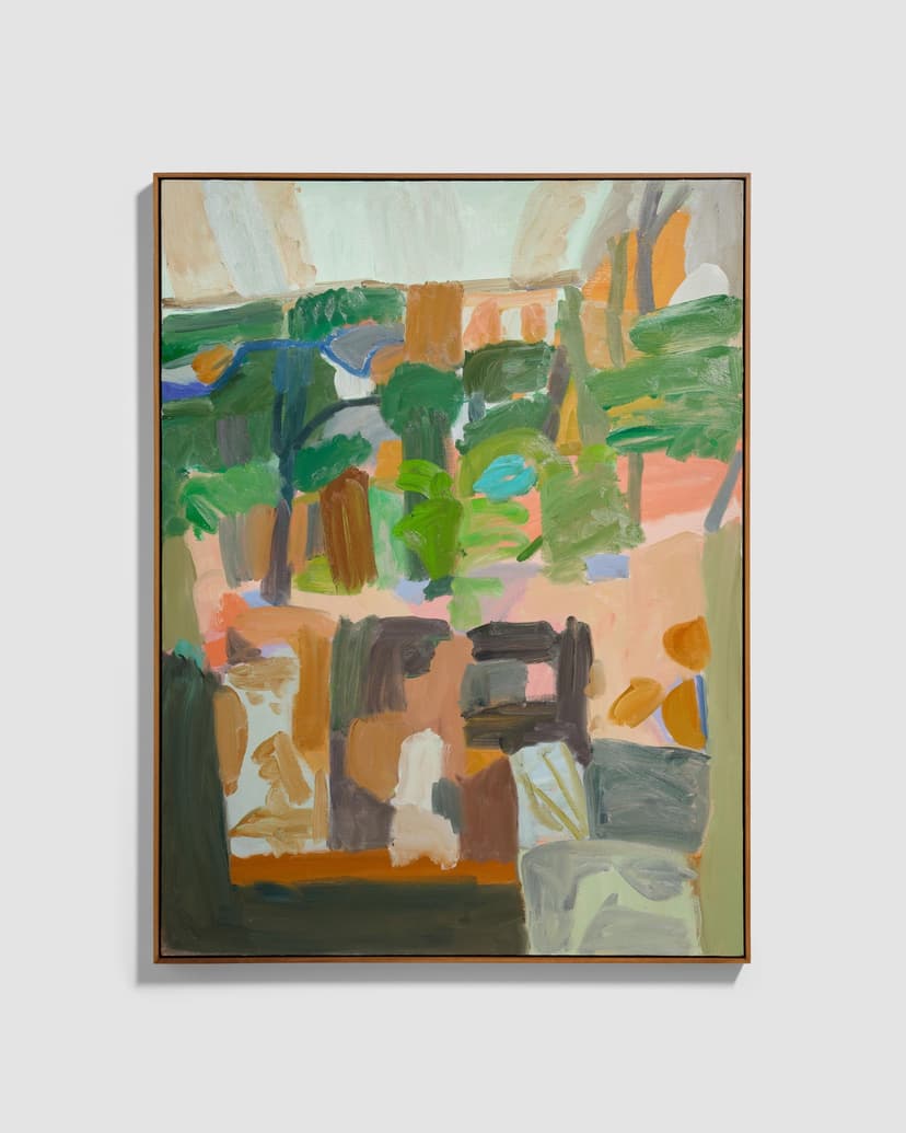 Virva Hinnemo, Corner of my Eye, 2025, Oil on Linen, Walnut Frame, 48.75 H × 37.0 W × 2.125 D in.