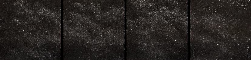 William T Carson, Long Now, coal and mica on wood, 22 x 88 inches total, Four panels: 22 x 22 inches each, (2 inches spacing between each panel)
