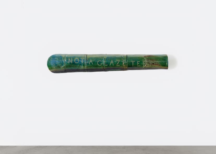 George Sherman, Not a Glaze Test, 2024, High-Fire Ceramic, Glaze, 12.0 H × 76.0 W × 7.5 D in.
