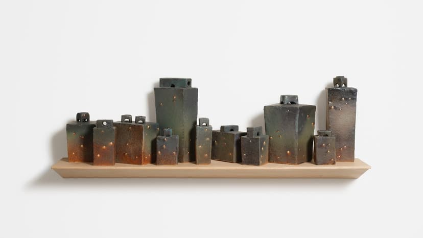 George Sherman, Up at Night, 2025, High-Fire Ceramic, Glaze, 20.0 H × 60.0 W × 12.0 D in.
