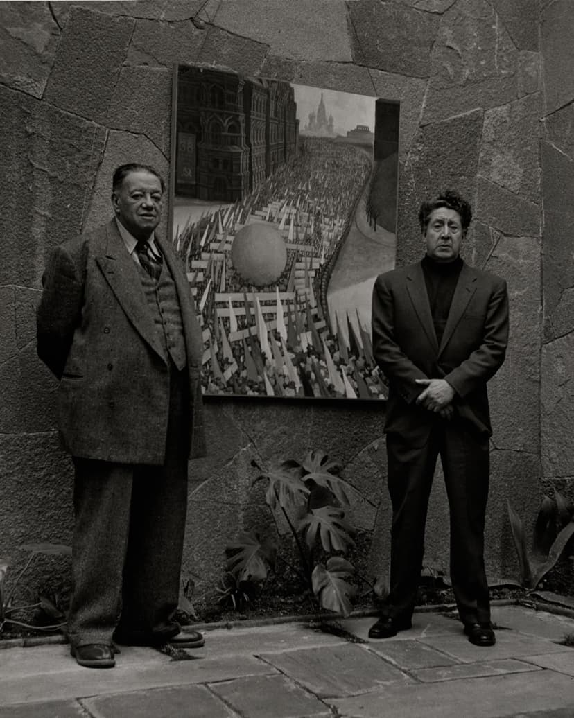 Diego y Siqueiros / Diego and Siqueiros, 1957; printed 2004, Rodrigo Moya. Gelatin silver print. Getty Museum. Gift of Daniel Greenberg and Susan Steinhauser. © Estate of Rodrigo Moya