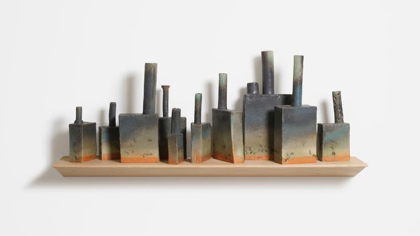 George Sherman, Close(d) Neighborhood, 2026, High-Fire Ceramic, Glaze, 10.0 H × 32.5 W × 37.0 D in.
