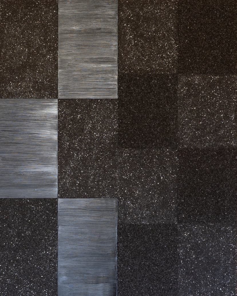 William T Carson, Correction Section III, coal, mica and oil on wood, 60 x 48 inches