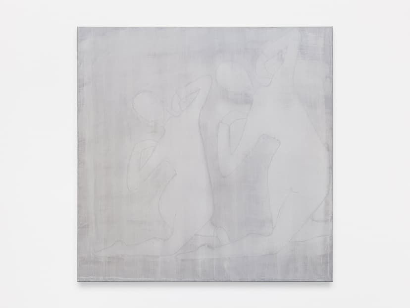 Silke Otto-Knapp, Two Figures (white), 2006, Watercolor and gouache on canvas, 39 1/2 x 39 1/2 inches (100 x 100 cm)