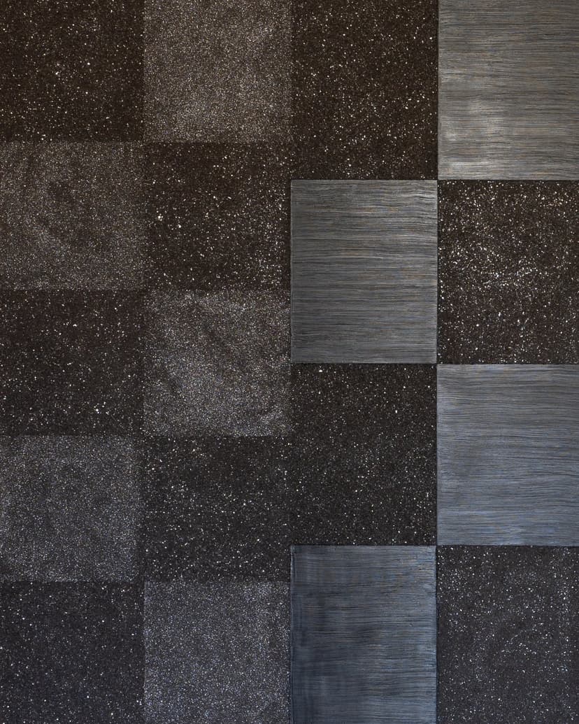 William T Carson, Correction Section II, coal, mica and oil on wood, 60 x 48 inches
