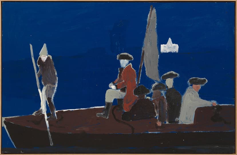 Danny Fox, The departure, 2026, acrylic on board mounted on panel, framed 21 1/4 x 33 1/2 in. (54 x 85 cm.)