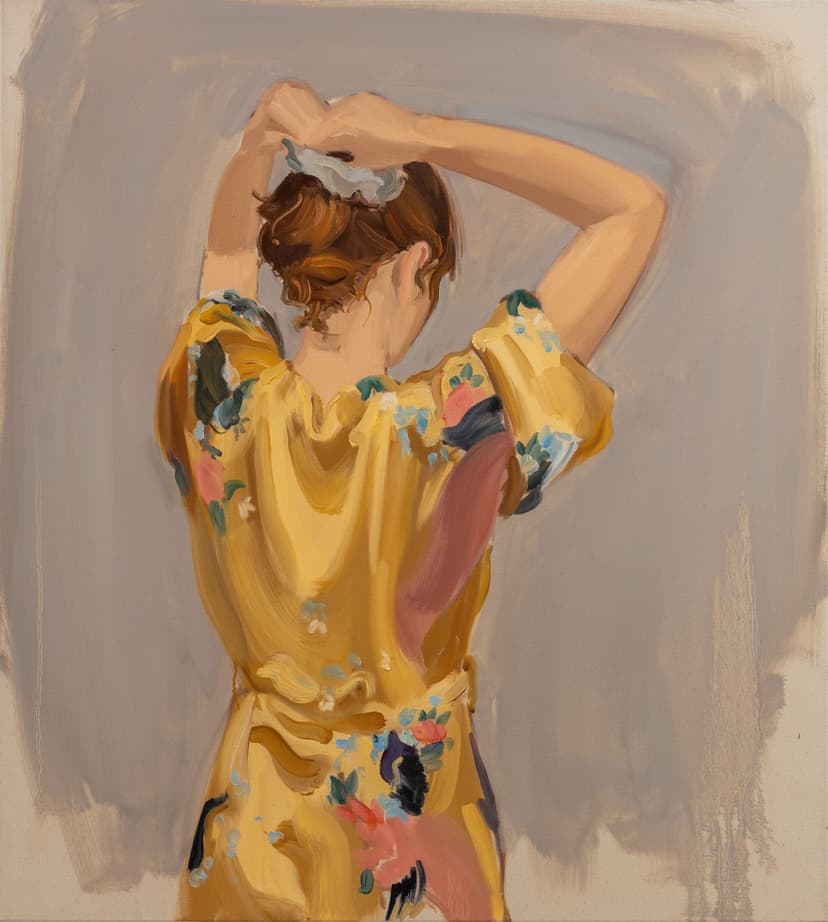 Gideon Rubin, Yellow Kimono, 2026. Oil on linen, 39 3/8 x 35 7/16 inches (100 x 90 cm). Courtesy the artist and RYAN LEE Gallery.