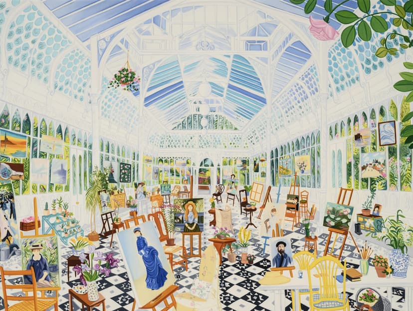 A Conservatory With Paintings