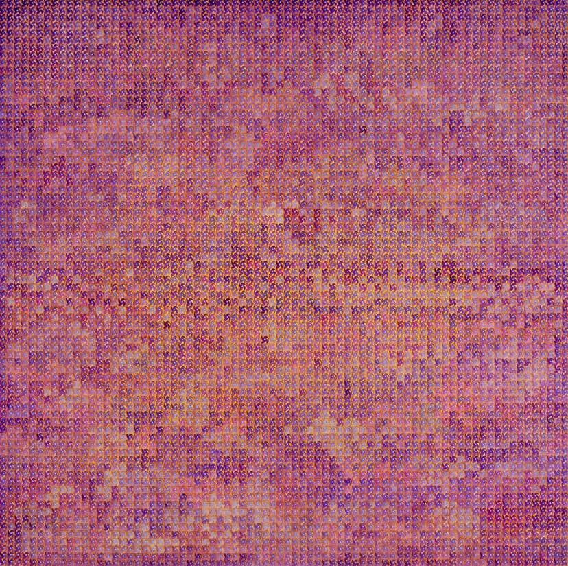 Katia Santibañez, Ow6kg, 2026. Oil on canvas, 60 x 60 inches. Courtesy DC Moore Gallery