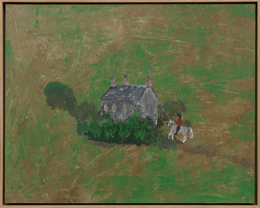 Danny Fox, approach, 2026 acrylic on board mounted on panel, framed 11 3/4 x 15 3/4 in. (30 x 40 cm.)