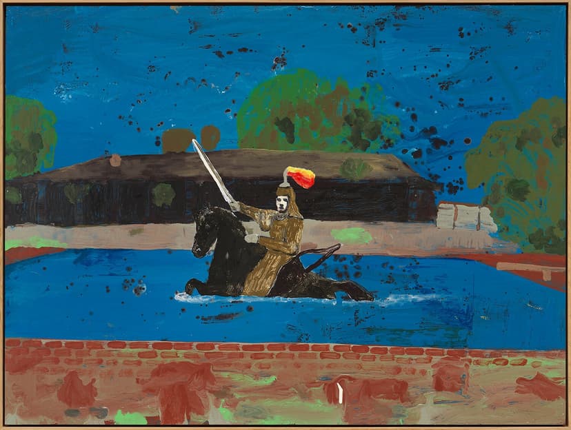 Danny Fox, black motel, 2026 acrylic on board mounted on panel, framed 23 5/8 x 31 1/2 in. (60 x 80 cm.)