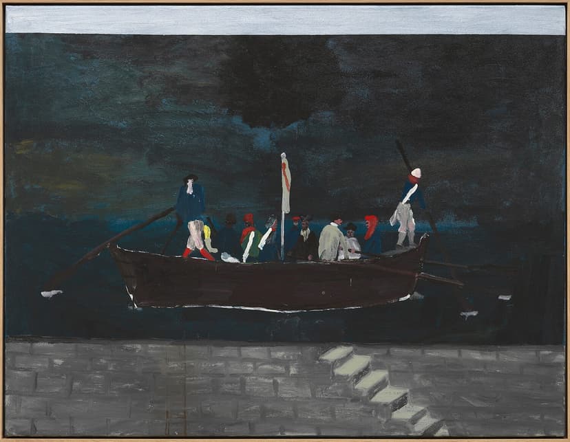 Danny Fox, departing, 2026 acrylic on canvas, framed 39 3/8 x 51 1/8 in. (100 x 130 cm.)