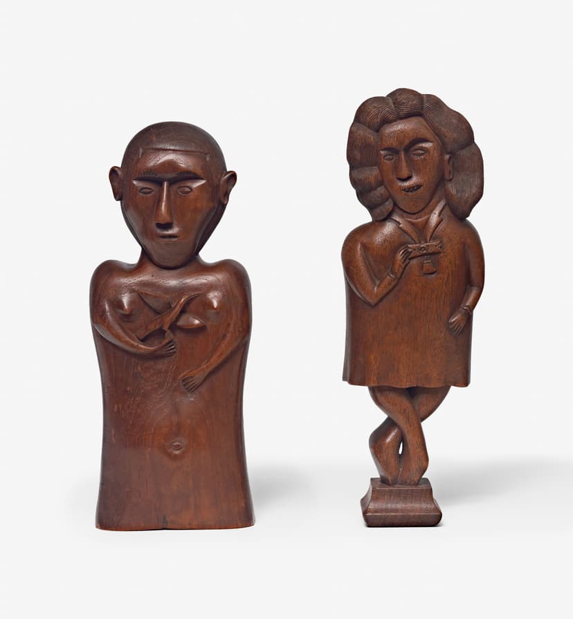 Untitled (Man with bird, woman with big hair)
